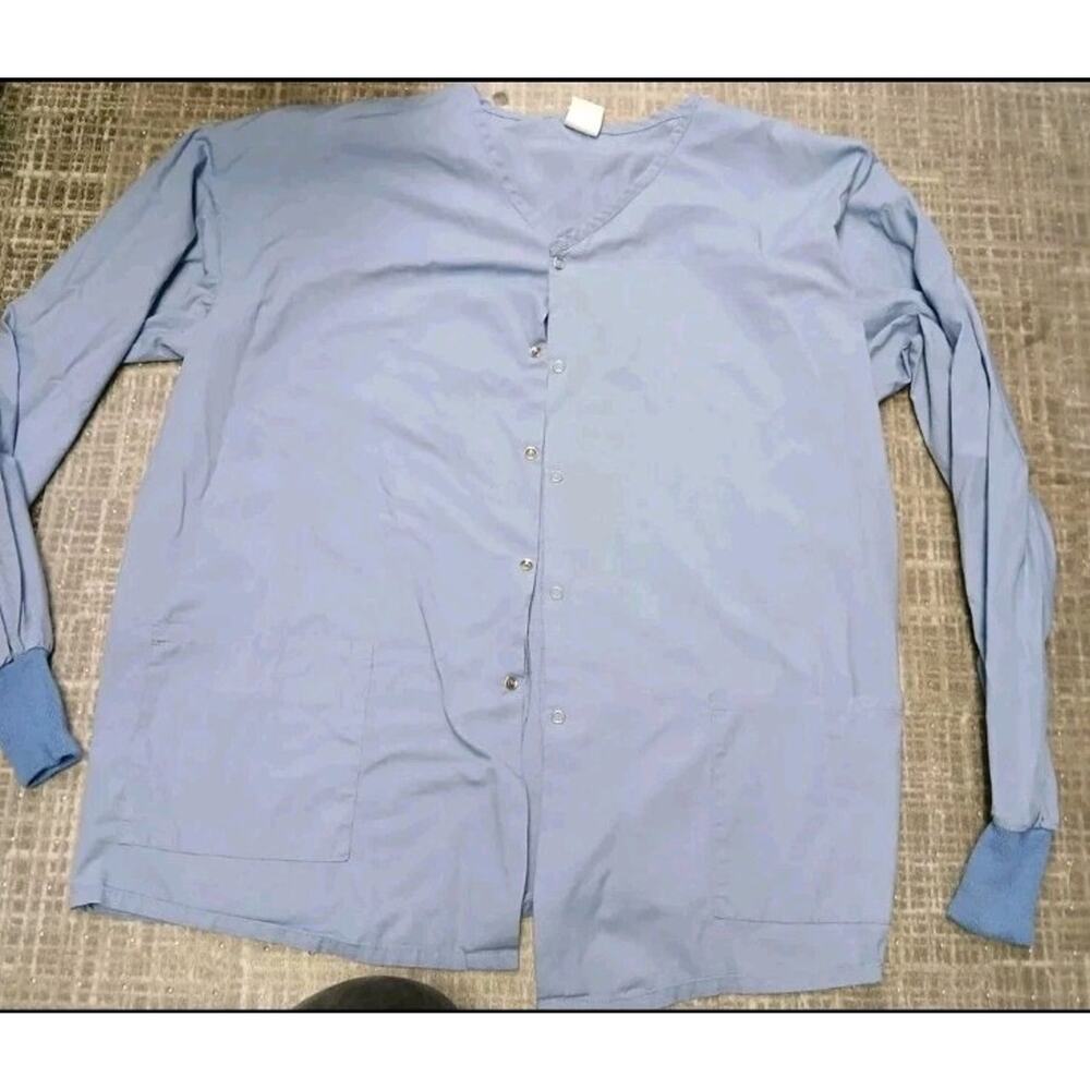 Standard Textile Blue Medical Long Sleeve Scrub Jacket Size xl